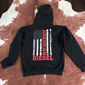 Source Unknown Black Hoodie with American Flag and Red Text